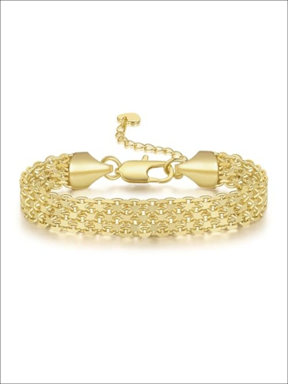 14K Gold Plated Adjustable Woven Mesh Chain Bracelet for Women